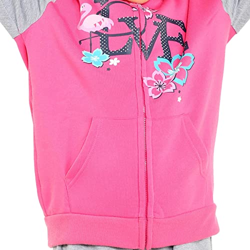 A2Z 4 Kids Girls Tracksuit Love Print Hooded Zipper Hoodie Bottom - T.S 114 Pink 11-12