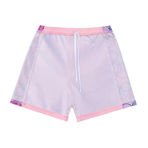 OFIMAN Girls Swimming Costume Girls Swimsuit Kids Two Pieces Short Sleeve Bathing Suit UPF 50+ Protection Swim Set (Mermaid Pink, 4-5 Years)