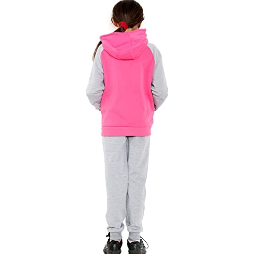A2Z 4 Kids Girls Tracksuit Love Print Hooded Zipper Hoodie Bottom - T.S 114 Pink 11-12