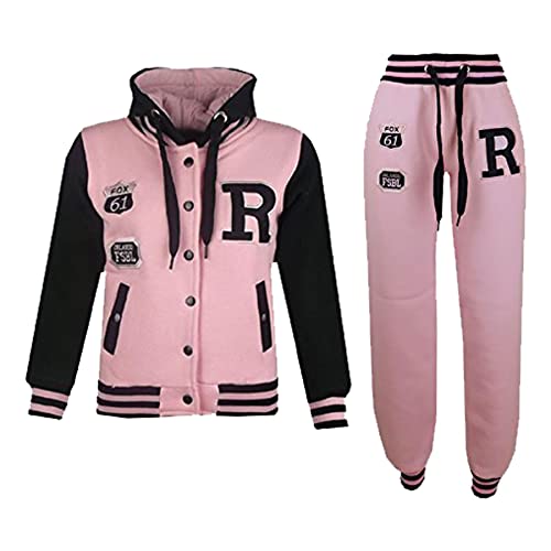 A2Z 4 Kids Unisex Girls Boys Baseball Tracksuit Hoodie With Joggers - T.S Baseball FOX Baby Pink 7-8