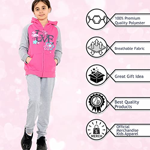 A2Z 4 Kids Girls Tracksuit Love Print Hooded Zipper Hoodie Bottom - T.S 114 Pink 11-12