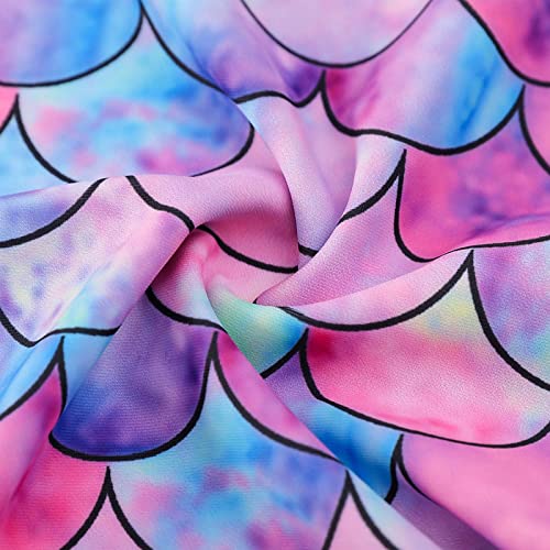 OFIMAN Girls Swimming Costume Girls Swimsuit Kids Two Pieces Short Sleeve Bathing Suit UPF 50+ Protection Swim Set (Mermaid Pink, 4-5 Years)
