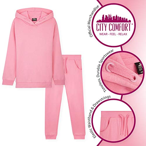 CityComfort Tracksuit For Girls, Hoodies And Joggers For Kids 3-14 Years (Pink, 7-8 Years)