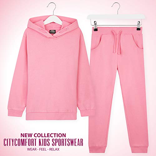 CityComfort Tracksuit For Girls, Hoodies And Joggers For Kids 3-14 Years (Pink, 7-8 Years)