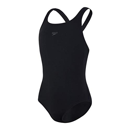 Speedo Girl's ECO Endurance+ Medallist Swimsuit, Comfortable, Stylish Design, Extra Flexibility, Black, 9-10 Years