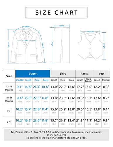 mintgreen Baby Boy Formal Wedding Suits Christening Tuxedo Blazer Outfit 5PCS Set, Navy, 2-3 Years, 100