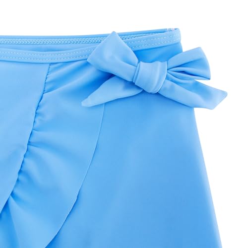 ALISISTER Girls Bathing Suit Blue Marble Print 3 Piece Hawaii Bikini Set Beach Swimsuit with Cover Up Skirt 10-11 Years