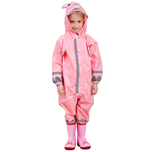 Adorel Girls Puddle Suit Waterproof Raincoat Reflective Pink Rabbit 4-6 Years (Manufacturer Size: M)