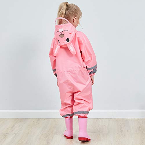 Adorel Girls Puddle Suit Waterproof Raincoat Reflective Pink Rabbit 4-6 Years (Manufacturer Size: M)