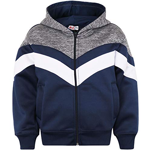 Kids Girls Boys Tracksuit Fleece Hooded Hoodie & Bottom Jogging Suits - T.S 312 Navy 11-12