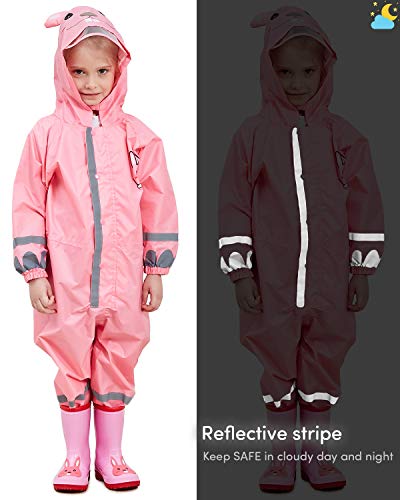 Adorel Girls Puddle Suit Waterproof Raincoat Reflective Pink Rabbit 4-6 Years (Manufacturer Size: M)