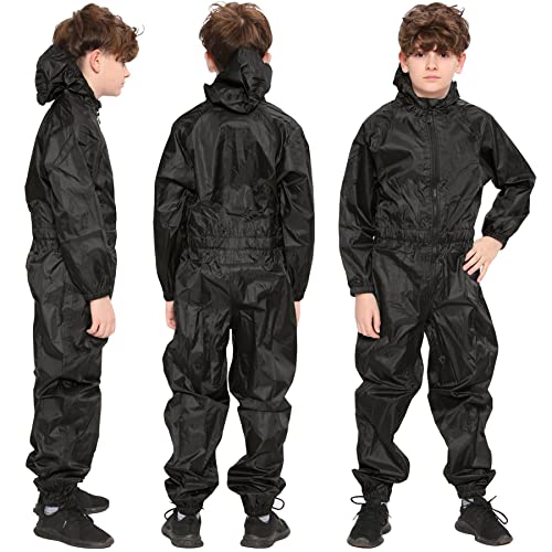 A2Z Girls Boys Raincoat Kids Puddle Suits All in One Waterproof Hooded Overall Rainsuit Unisex Muddy Suit Rainwear Romper 2-13 Years
