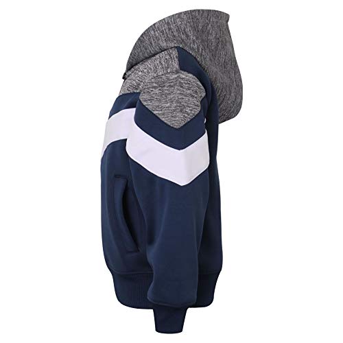 Kids Girls Boys Tracksuit Fleece Hooded Hoodie & Bottom Jogging Suits - T.S 312 Navy 11-12