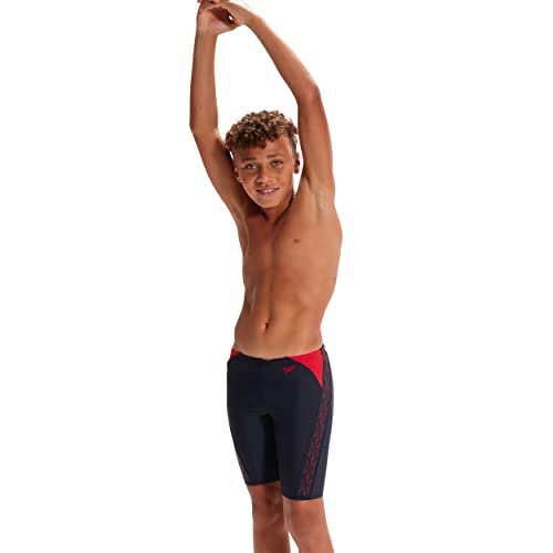 Speedo Boy's Hyper Boom Splice II Jammer, True Navy/Fed Red, 5-6 Years
