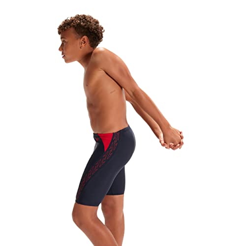 Speedo Boy's Hyper Boom Splice II Jammer, True Navy/Fed Red, 5-6 Years