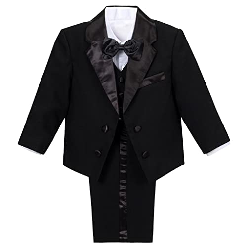 Lito Angels Little Boys Black Tuxedo Suits & Blazers Formal Dress Wear Wedding Outfit 5 Piece Set Age 2-3 Years
