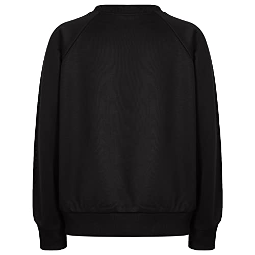 Kids Girls Boys Plain Raglan Sleeves Fleece Tracksuit Jumper & Bottom Jog Suit - T.S Plain Jumper 111 Black 13