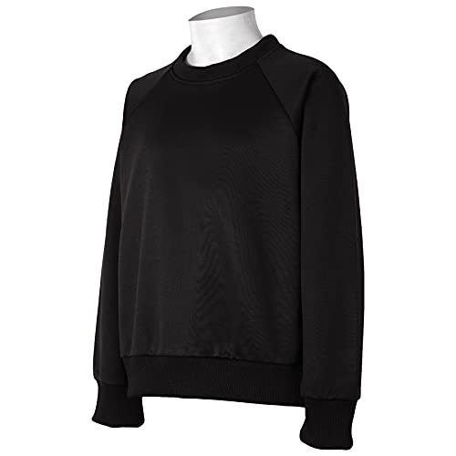 Kids Girls Boys Plain Raglan Sleeves Fleece Tracksuit Jumper & Bottom Jog Suit - T.S Plain Jumper 111 Black 13