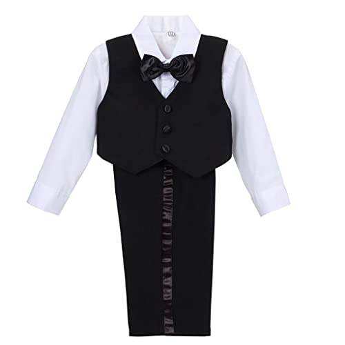 Lito Angels Little Boys Black Tuxedo Suits & Blazers Formal Dress Wear Wedding Outfit 5 Piece Set Age 2-3 Years