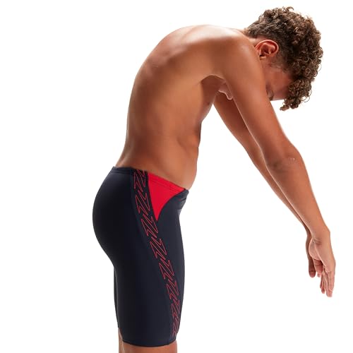 Speedo Boy's Hyper Boom Splice II Jammer, True Navy/Fed Red, 5-6 Years