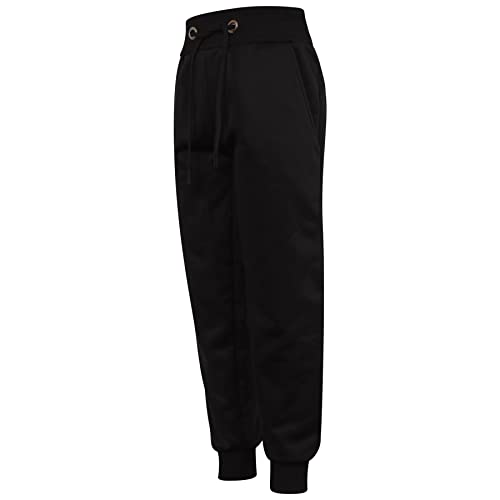 Kids Girls Boys Plain Raglan Sleeves Fleece Tracksuit Jumper & Bottom Jog Suit - T.S Plain Jumper 111 Black 13