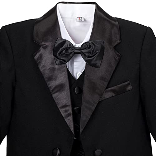 Lito Angels Little Boys Black Tuxedo Suits & Blazers Formal Dress Wear Wedding Outfit 5 Piece Set Age 2-3 Years