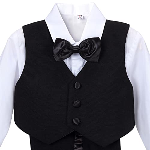 Lito Angels Little Boys Black Tuxedo Suits & Blazers Formal Dress Wear Wedding Outfit 5 Piece Set Age 2-3 Years