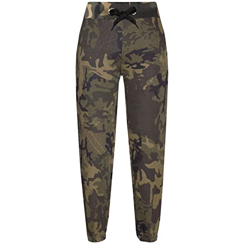 Kids Girls Boys Plain Tracksuit Hooded Hoodie Jog Suit - T.S Plain 105 Camo Green 11-12