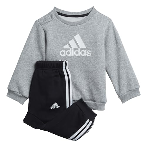 adidas H28835 I BOS LOGO JOG Pants Top:medium grey heather/white Bottom:BLACK/WHITE 3-4Y
