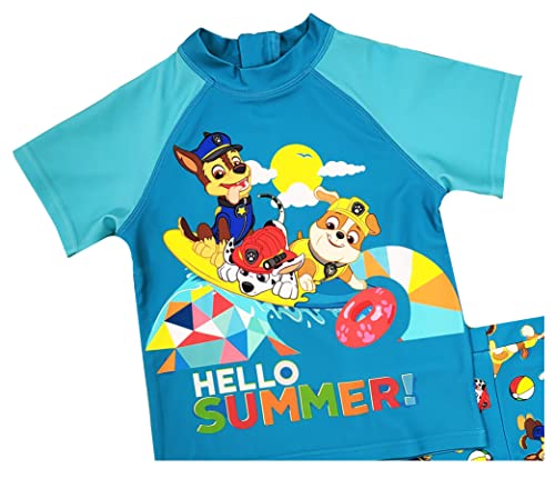 Boys Paw Patrol Swimsuit T-Shirt Swim Shorts Trunks 2 Piece (Paw Patrol, 5-6 Years)