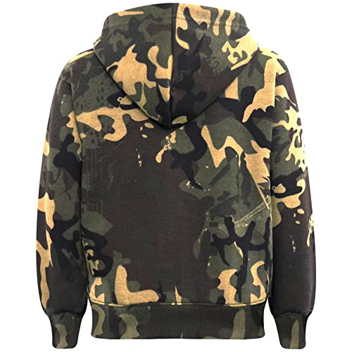 Kids Girls Boys Plain Tracksuit Hooded Hoodie Jog Suit - T.S Plain 105 Camo Green 11-12