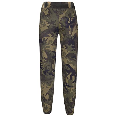 Kids Girls Boys Plain Tracksuit Hooded Hoodie Jog Suit - T.S Plain 105 Camo Green 11-12