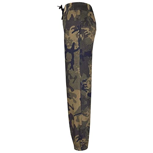 Kids Girls Boys Plain Tracksuit Hooded Hoodie Jog Suit - T.S Plain 105 Camo Green 11-12