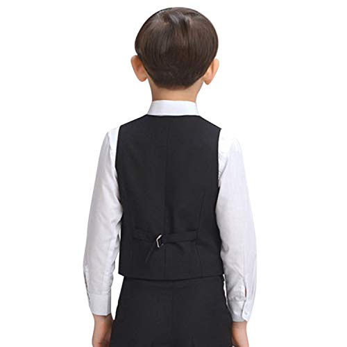 SOSOUL Little Boy's 4 Button Formal Suit Vest Kids Plain Gentleman Tuxedos Waistcoat for Wedding Prom Performance Black