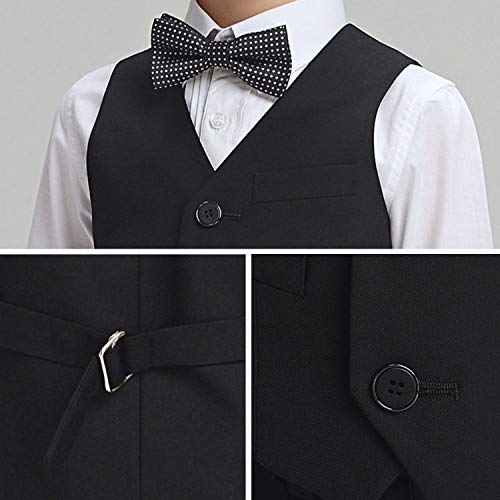 SOSOUL Little Boy's 4 Button Formal Suit Vest Kids Plain Gentleman Tuxedos Waistcoat for Wedding Prom Performance Black