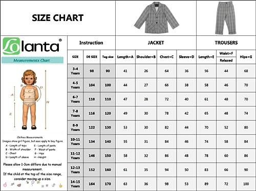 LOLANTA Kids Check Suit, Summer Wedding Party Occasionwear, Lightweight Casual Suit Jacket and Trousers, Light Grey, 170