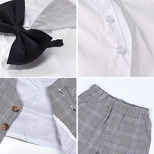 mintgreen Toddler Boys Wedding Party Suit Tuxedo Outfit Sets, Grey Plaid, 3-4 Years, 110