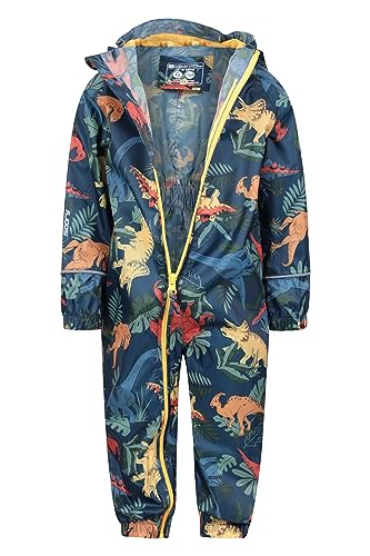 Mountain Warehouse Kids Waterproof Rain Suit, Toddler High Vis Suit, Breathable Hooded Coverall Rain Suit, One Piece Jumpsuit, Taped Seams Trench coat Royal Blue 2-3 years