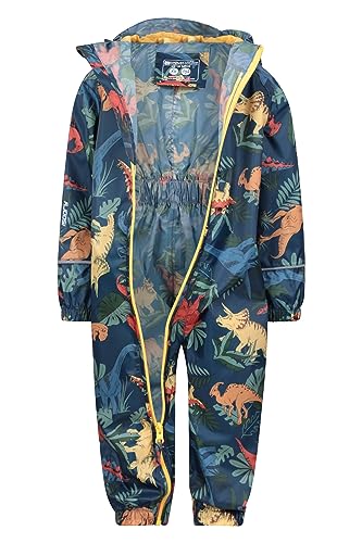 Mountain Warehouse Kids Waterproof Rain Suit, Toddler High Vis Suit, Breathable Hooded Coverall Rain Suit, One Piece Jumpsuit, Taped Seams Trench coat Royal Blue 2-3 years