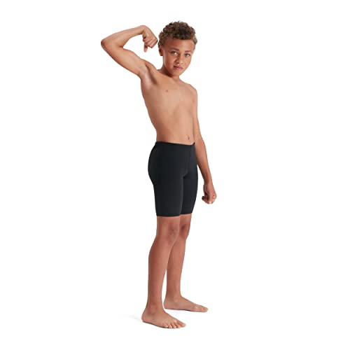 Speedo Boy's ECO Endurance+ Jammer, Comfortable Fit, Adjustable Design, Extra Flexibility, Quick Drying, Black, 15-16 Years