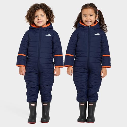 Peter Storm Kids’ Water Repellent Snuggle Suit with Fleece Lining, All in One Snow Suit for Boys and Girls, Insulated Coveralls, Puddle Suit, Kids Snow Suit, Winter Coats for Kids (3-4 Years, Navy)