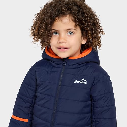 Peter Storm Kids’ Water Repellent Snuggle Suit with Fleece Lining, All in One Snow Suit for Boys and Girls, Insulated Coveralls, Puddle Suit, Kids Snow Suit, Winter Coats for Kids (3-4 Years, Navy)