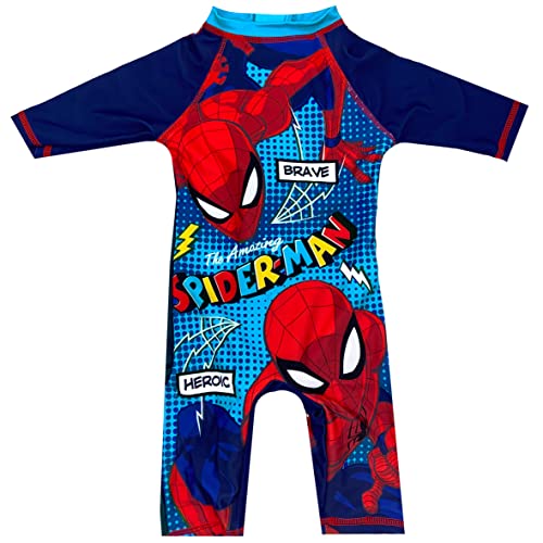 Boys Spiderman Swimsuit Swimming Suit All in One UPF40 Sun Safe (Spiderman, 3-4 Years)
