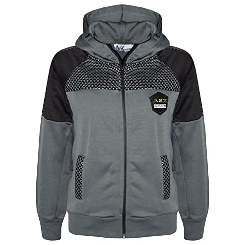 A2Z 4 Kids Kids Girls Boys Hooded Tracksuits Designer's Branded A2Z Originals Badged - T.S Mesh 304 Charcoal 9-10