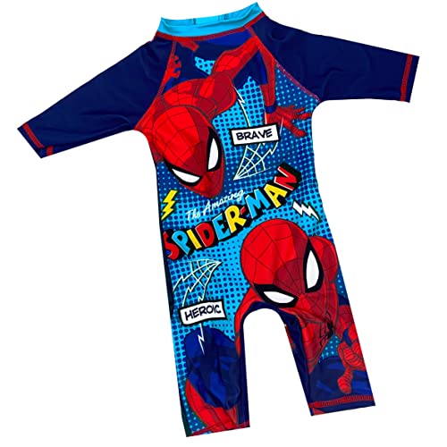Boys Spiderman Swimsuit Swimming Suit All in One UPF40 Sun Safe (Spiderman, 3-4 Years)