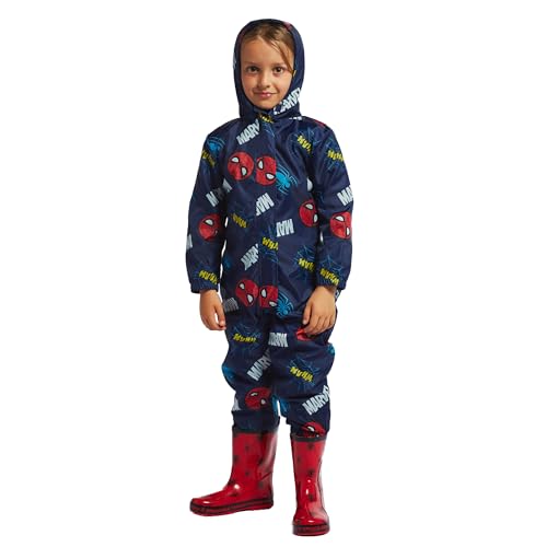 Marvel Puddle Suit | Spiderman All in One Waterproof for Kids | Boys Rain Suit Blue 2-3 Years