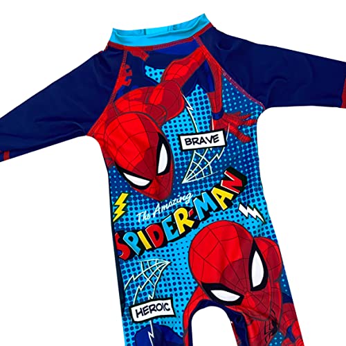 Boys Spiderman Swimsuit Swimming Suit All in One UPF40 Sun Safe (Spiderman, 3-4 Years)