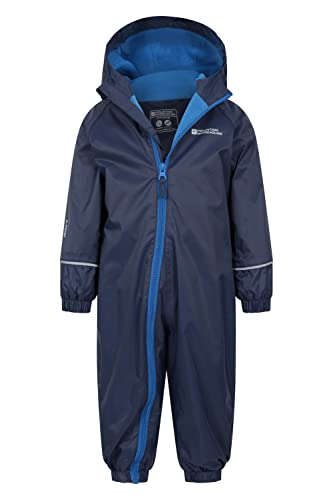 Mountain Warehouse Spright Junior Waterproof Rain Suit - Waterproof & Extra Warm with Taped Seams & Fleece Lining, for Boys & Girls - for Spring Summer, Wet Weather & Outdoors Navy 18-24 Months