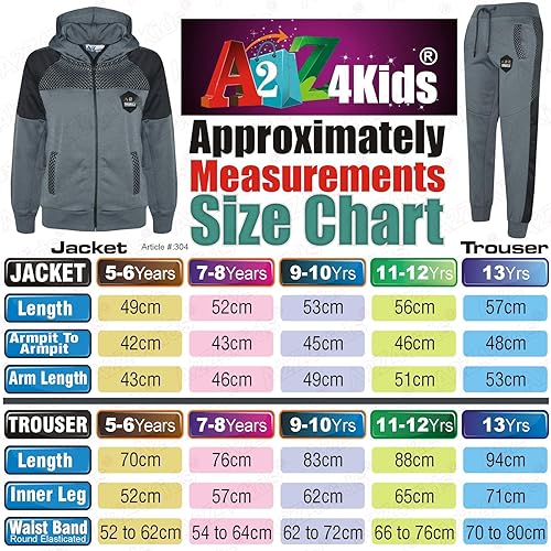 A2Z 4 Kids Kids Girls Boys Hooded Tracksuits Designer's Branded A2Z Originals Badged - T.S Mesh 304 Charcoal 9-10