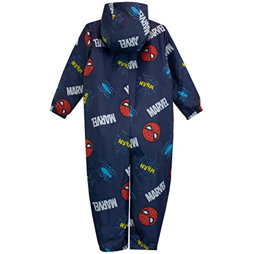 Marvel Puddle Suit | Spiderman All in One Waterproof for Kids | Boys Rain Suit Blue 2-3 Years